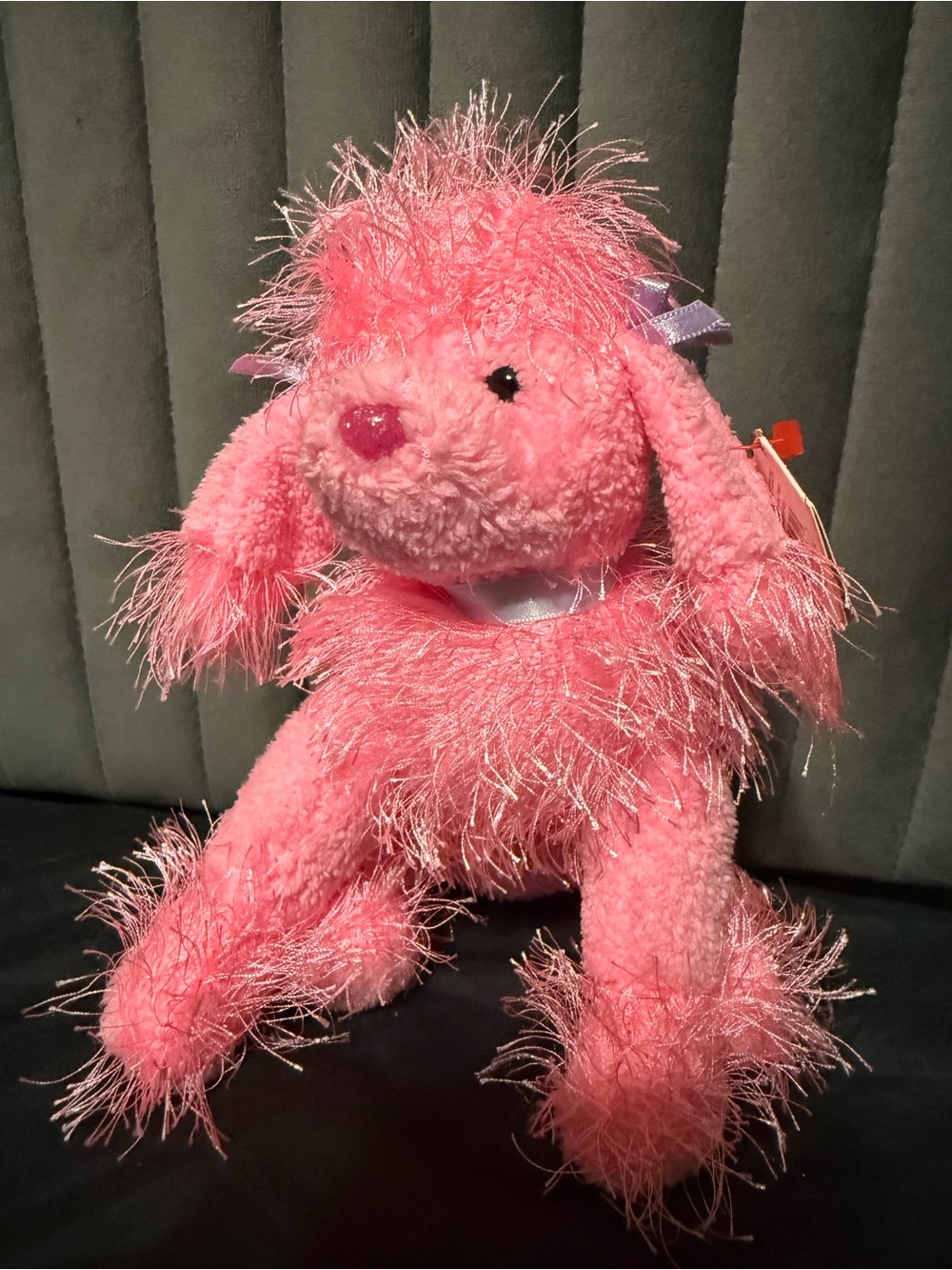 TY Punkies Flair Pink Poodle Dog Plush 8” Beanie Baby 2004